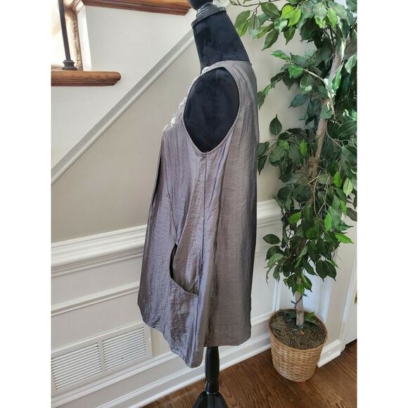 Forever Women's Solid Gray Polyester Sleeveless Scoop Neck Knee Length Dress L - Picture 8 of 11